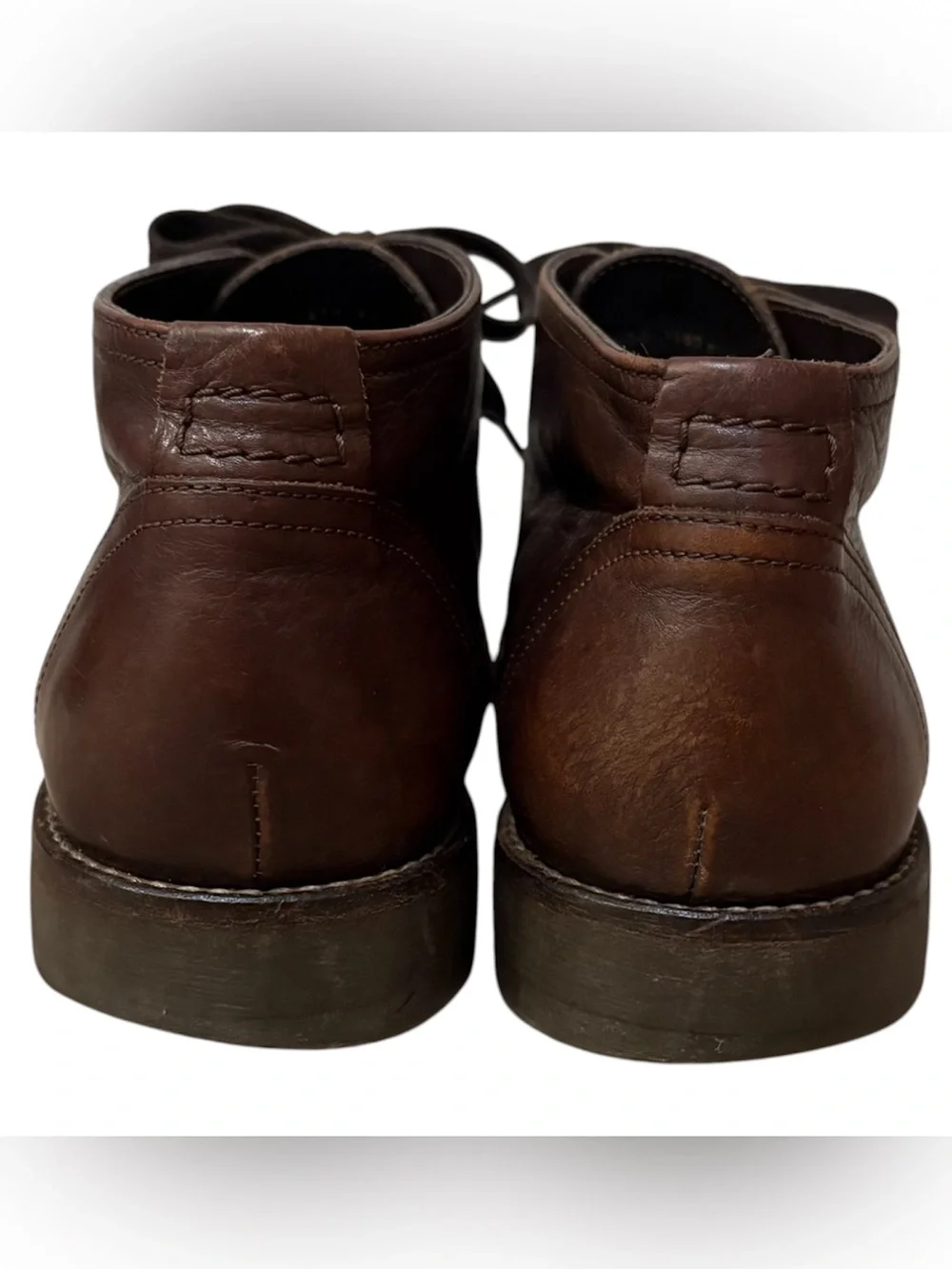 A. Testoni Basic Brown Leather Ankle Dress Boots Chukka Moc-Toe Lace-Up Sz 11